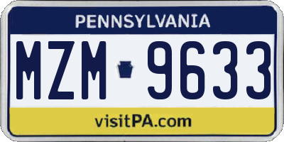 PA license plate MZM9633