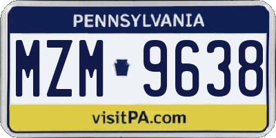 PA license plate MZM9638