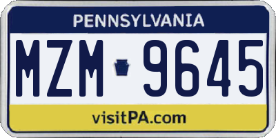 PA license plate MZM9645
