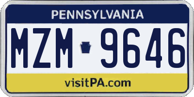 PA license plate MZM9646