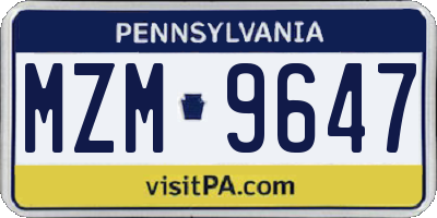 PA license plate MZM9647
