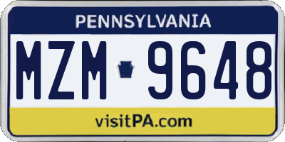 PA license plate MZM9648