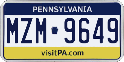 PA license plate MZM9649
