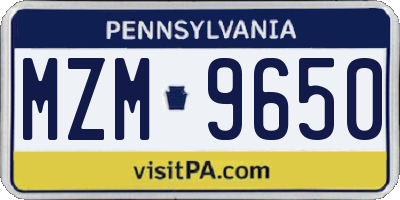 PA license plate MZM9650