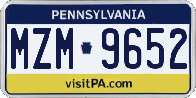 PA license plate MZM9652