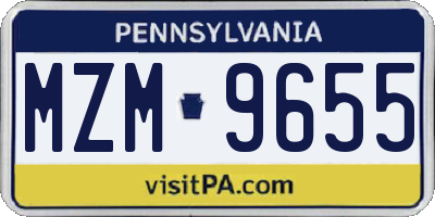 PA license plate MZM9655