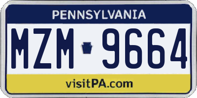 PA license plate MZM9664