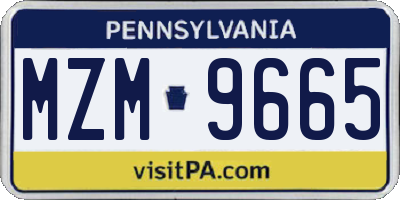 PA license plate MZM9665