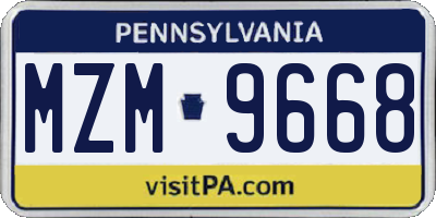 PA license plate MZM9668