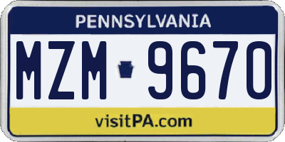 PA license plate MZM9670