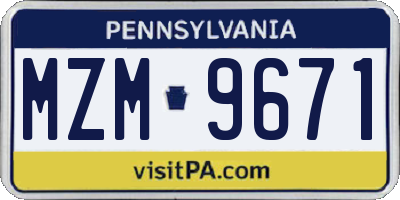 PA license plate MZM9671