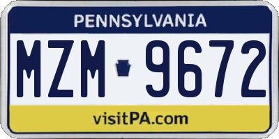 PA license plate MZM9672