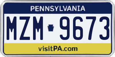 PA license plate MZM9673