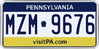 PA license plate MZM9676