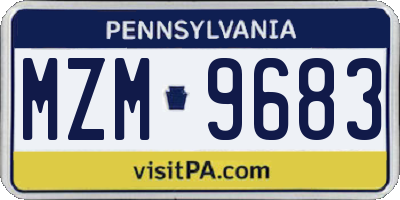 PA license plate MZM9683