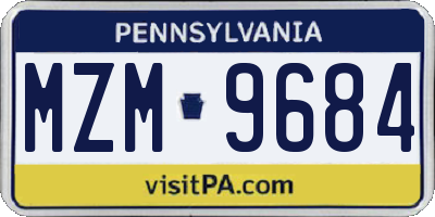 PA license plate MZM9684