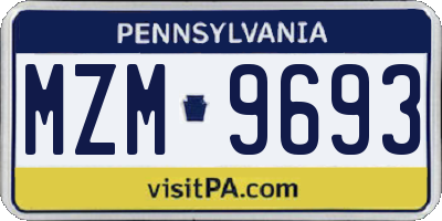 PA license plate MZM9693