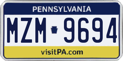 PA license plate MZM9694