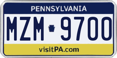 PA license plate MZM9700