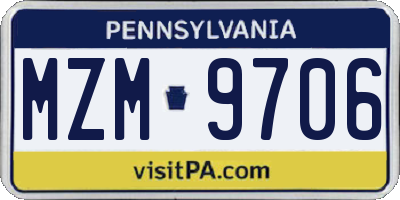 PA license plate MZM9706