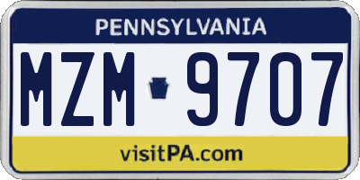 PA license plate MZM9707