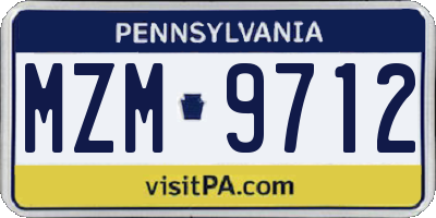 PA license plate MZM9712