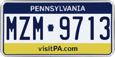 PA license plate MZM9713