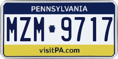 PA license plate MZM9717