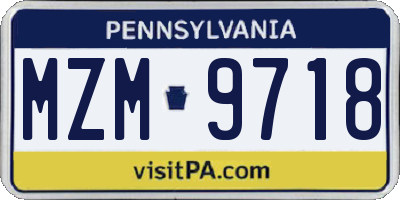 PA license plate MZM9718