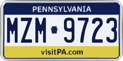 PA license plate MZM9723