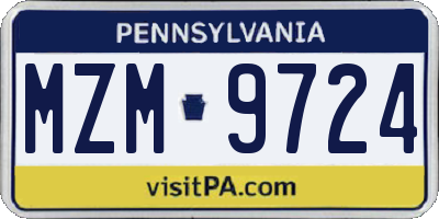 PA license plate MZM9724