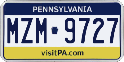 PA license plate MZM9727