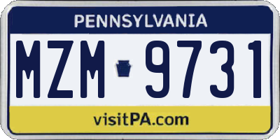 PA license plate MZM9731