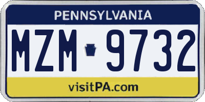 PA license plate MZM9732