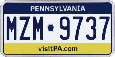 PA license plate MZM9737