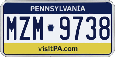 PA license plate MZM9738