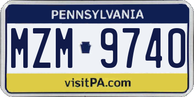 PA license plate MZM9740