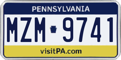PA license plate MZM9741