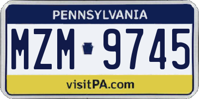 PA license plate MZM9745