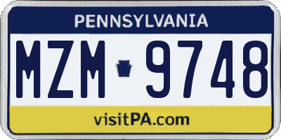 PA license plate MZM9748