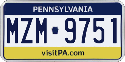 PA license plate MZM9751