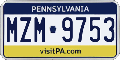 PA license plate MZM9753