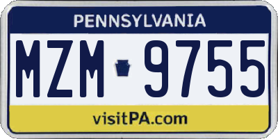 PA license plate MZM9755