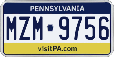 PA license plate MZM9756