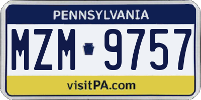 PA license plate MZM9757