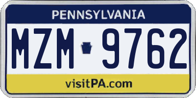 PA license plate MZM9762