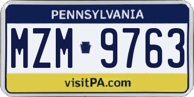PA license plate MZM9763