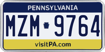 PA license plate MZM9764
