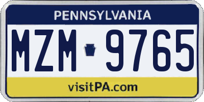 PA license plate MZM9765