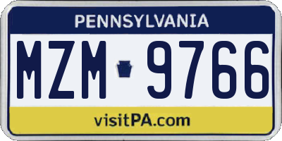 PA license plate MZM9766
